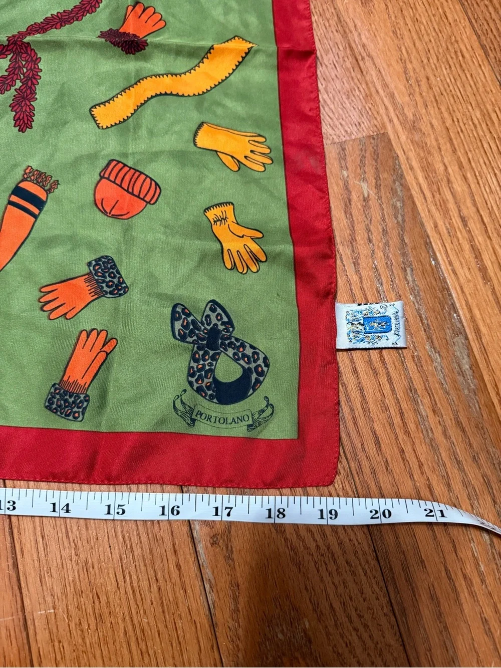 Portolano 100% Silk Scarf Made In Italy Winter Gloves Hats Scarves Print 19”X19”
